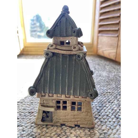 Windy Meadows Pottery Recess Time Cottage Candle House Signed Jan Richardson #64 - Picture 4 of 5